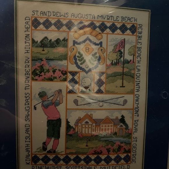 Dimensions GOLFER’S FAVORITES Vintage Counted Cross Stitch Kit NOS #3742 1993. - Picture 5 of 6